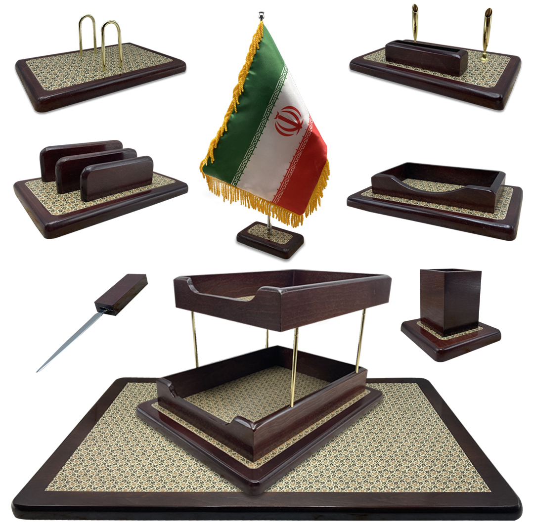 ست لوازم اداری رومیزی طرح خاتم  مدل GK مجموعه 9 عددی