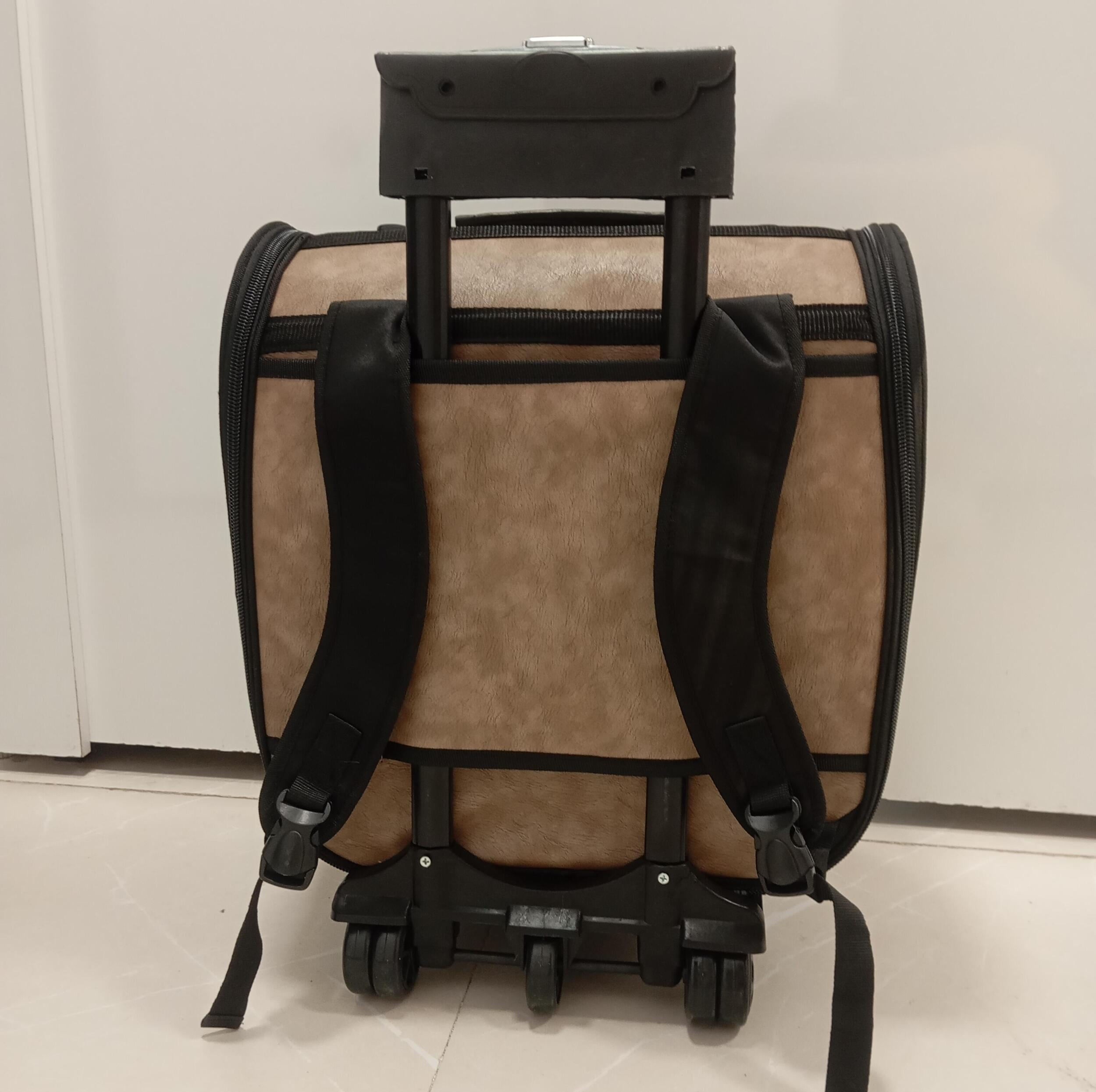 کیف حمل سگ و گربه مدل ترولی چرخدار چرمی