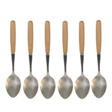 قاشق چای خوری طرح چوبی بسته 6 عددی