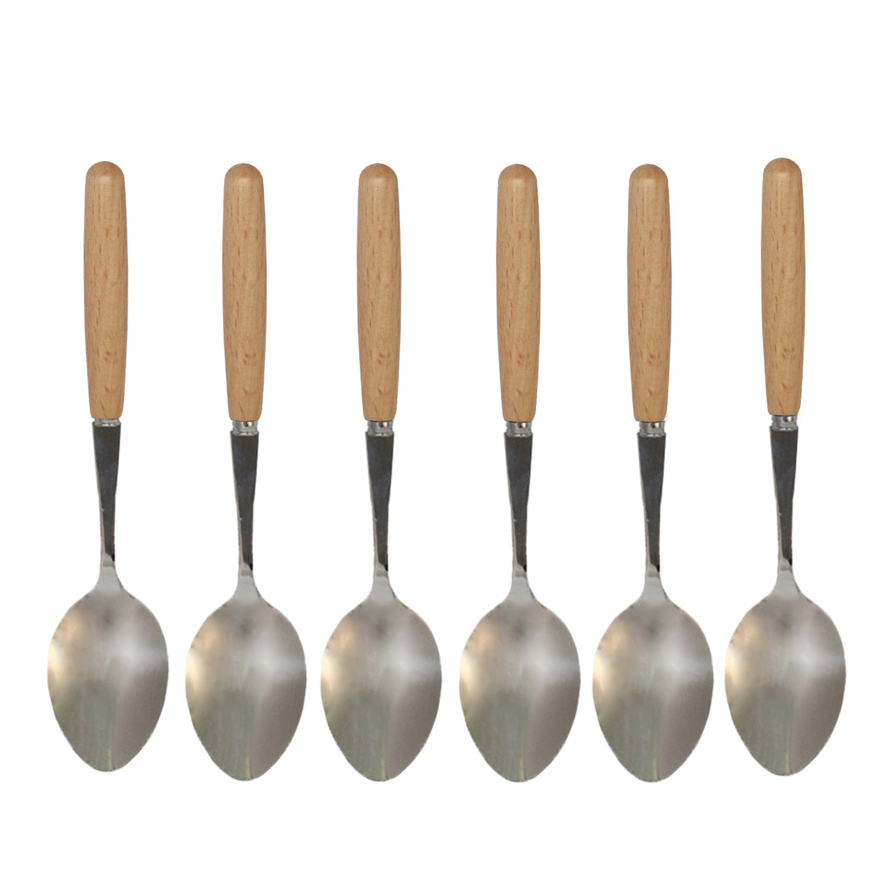 قاشق چای خوری طرح چوبی بسته 6 عددی