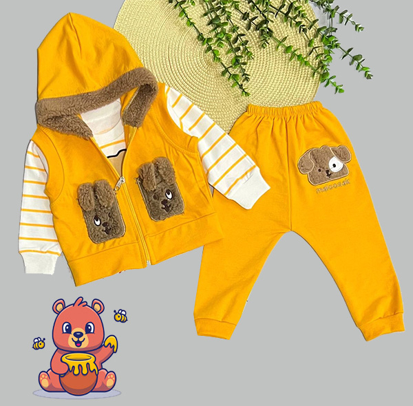 ست 3 تکه لباس نوزادی مدل Happy Dog کد Za3