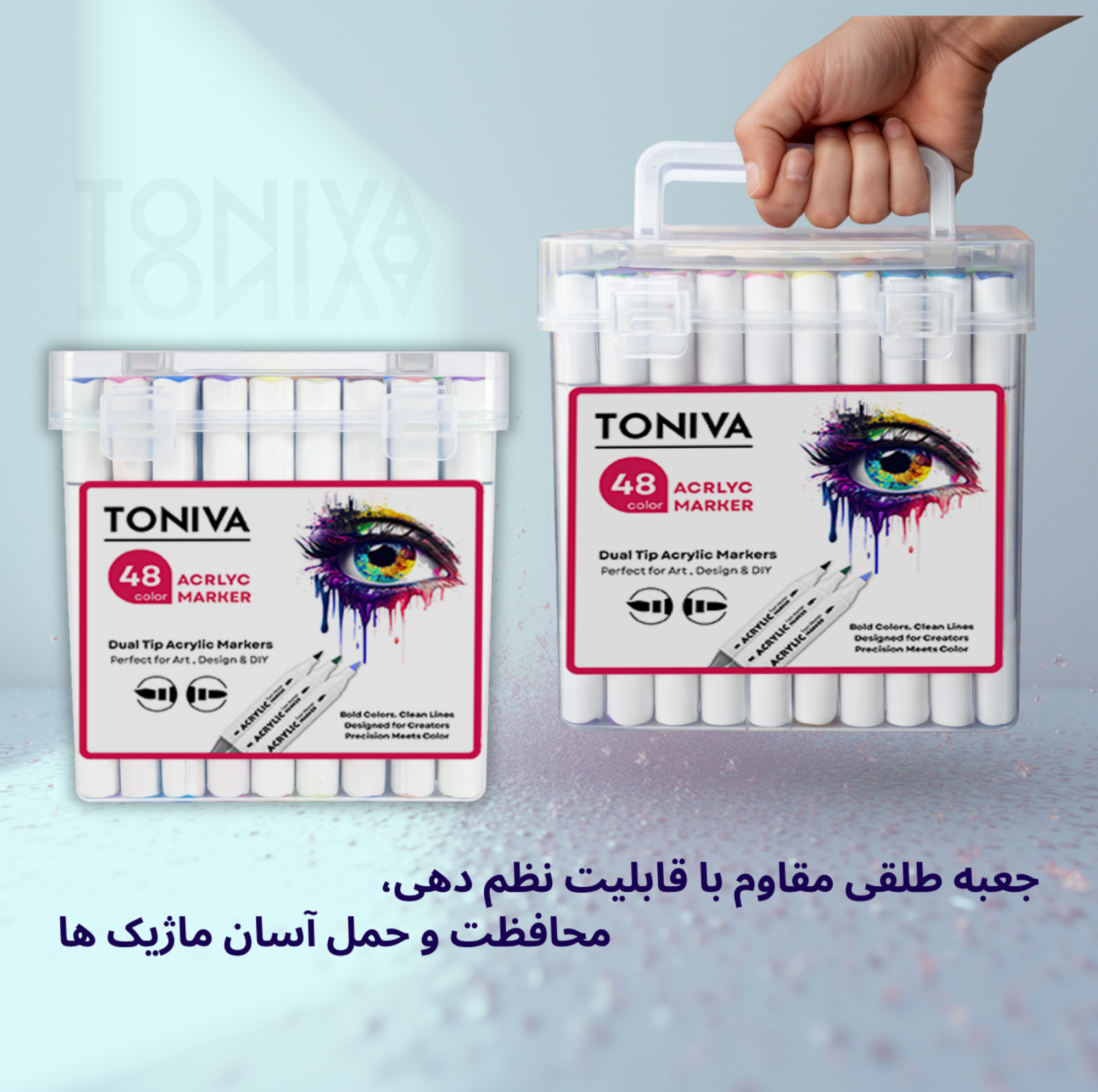 ماژیک تونیوا مدل اکریلیک کد Dual tip مجموعه 48 عددی