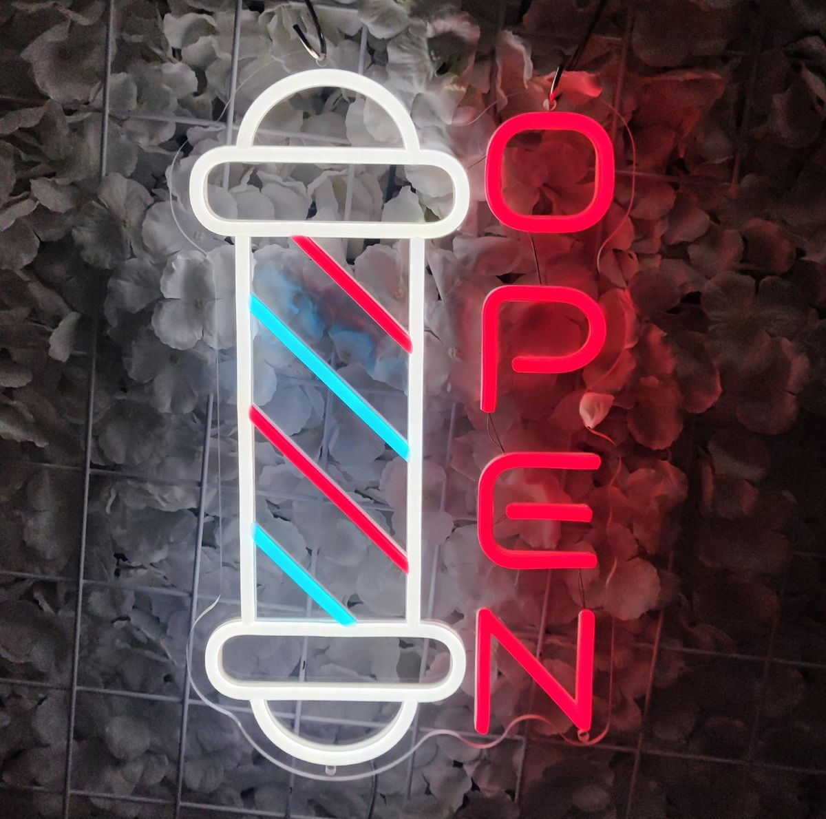 چراغ نئونی طرح Barbershop OPEN کد BA40X25