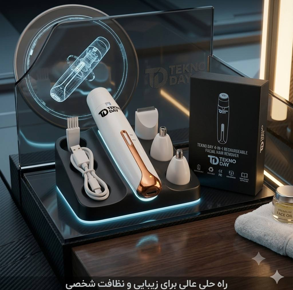 ماشین اصلاح شارژی موی بدن بانوان تکنودی مدل ۴ کاره