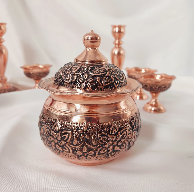 قندان مسی مدل قلم زنی کد ZH445