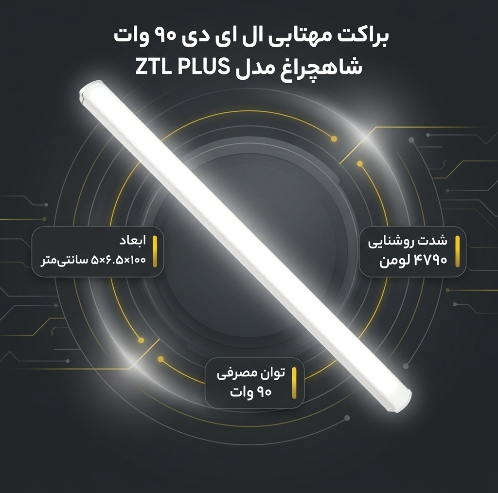 براکت مهتابی ال ای دی 90 وات شاهچراغ مدل ZTL PLUS