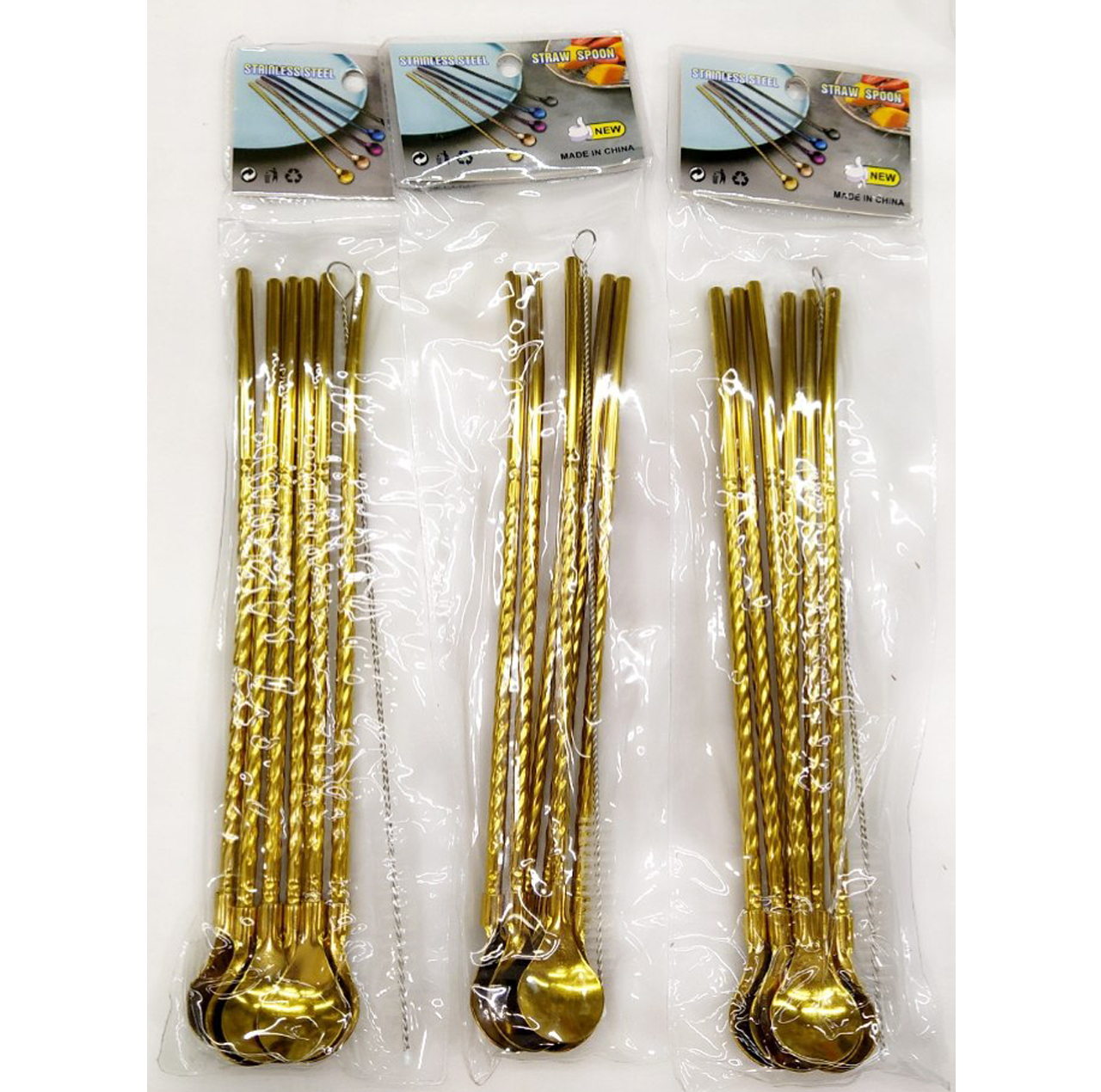 قاشق شربت خوری مدل Straw spoon بسته 6 عددی به همراه فرچه