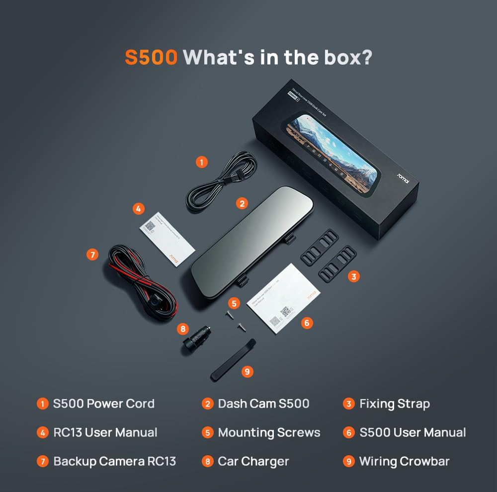 آینه هوشمند خودرو سوِنتی مِی مدل 70mai Rearview Dash Cam S500 به همراه دوربین