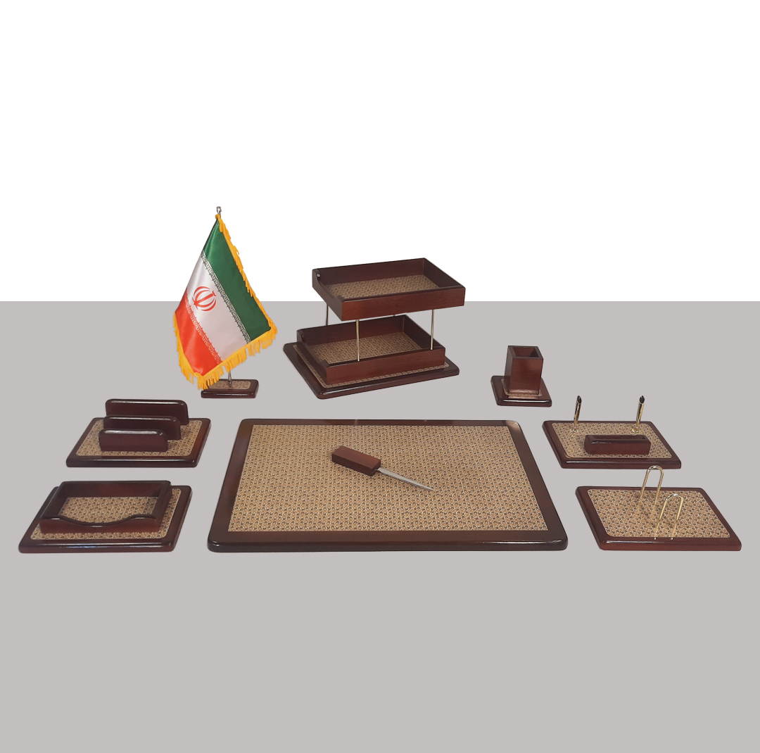ست لوازم اداری رومیزی طرح خاتم مدل GK مجموعه 9 عددی