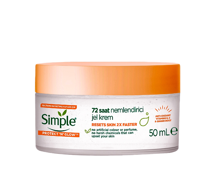 ژل کرم شب سیمپل (Simple) مدل Rest & reset 72H hydrating gel حجم 50 میلی لیتر