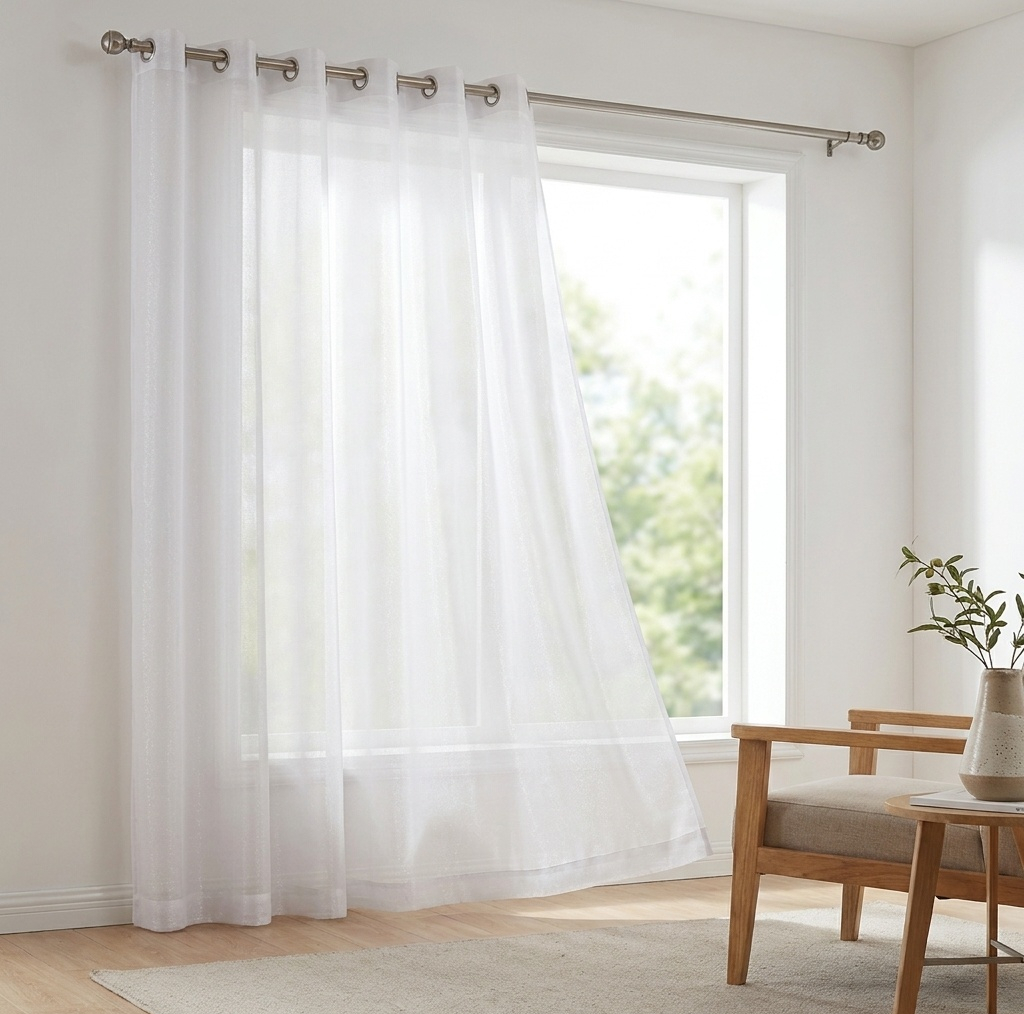 پرده مدل پانچ حریر شاین ساده سایز 150x280 سانتیمتر