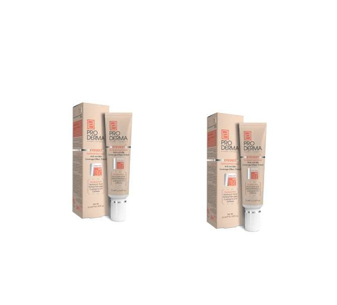 کرم دور چشم رنگی پرودرما (Proderma) سری Eyevest مدل Anti Wrinkle Spf 30 حجم 20 میلی لیتر مجموعه 2 عددی