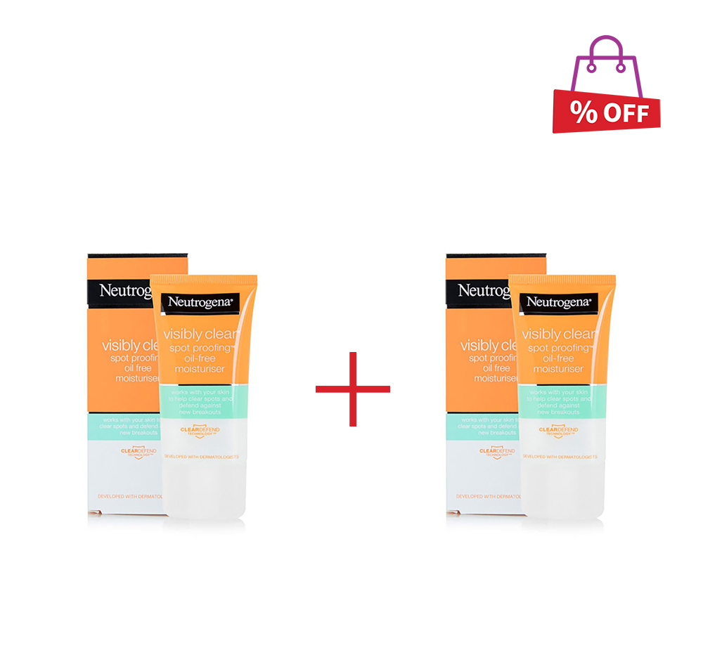 کرم مرطوب کننده نوتروژینا (Neutrogena) مدل Visibly Clear Oil Free مناسب پوست چرب و مستعد جوش حجم 50 میلی لیتر پک 2 عددی