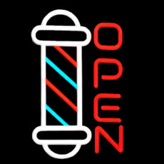 چراغ نئونی طرح Barbershop OPEN کد BA40X25