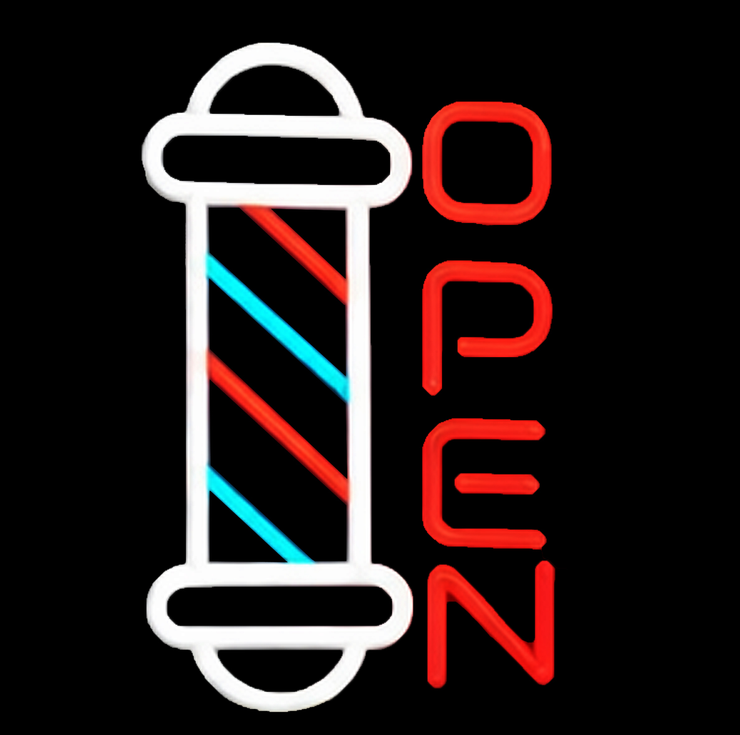 چراغ نئونی طرح Barbershop OPEN کد BA40X25