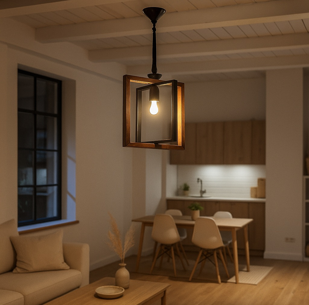چراغ آویز تک شعله شاهان تک مدل WOOD 5
