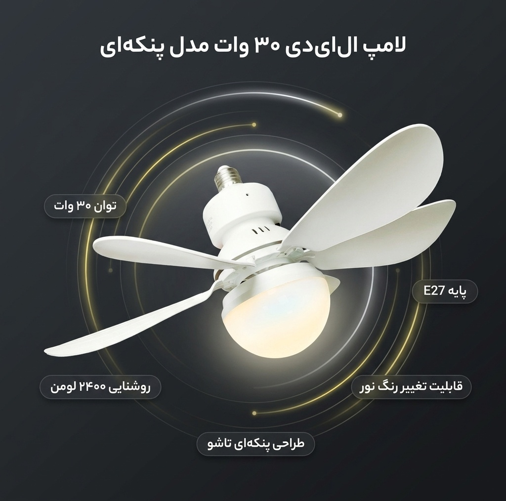 لامپ ال‌ای‌دی 30 وات مدل پنکه ای کد 613 پایه E27