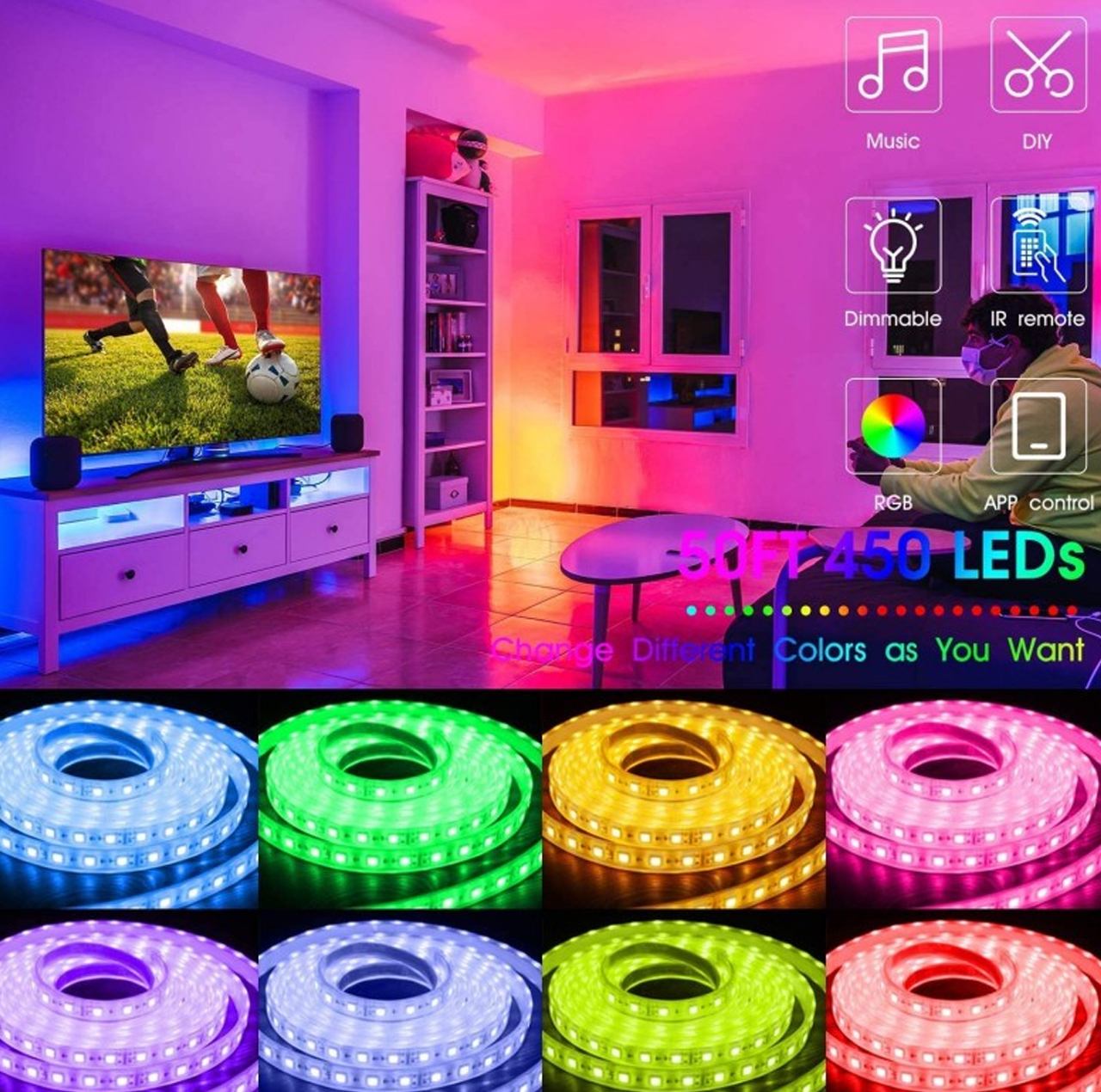 ریسه ال ای دی لومیز مدل SmartStrip-44key-10m bluetooth