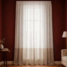 پرده تیکو دکو مدل دوخت ساده کتان شفاف حاشیه دار سایز 280 × 300 سانتی‌متر