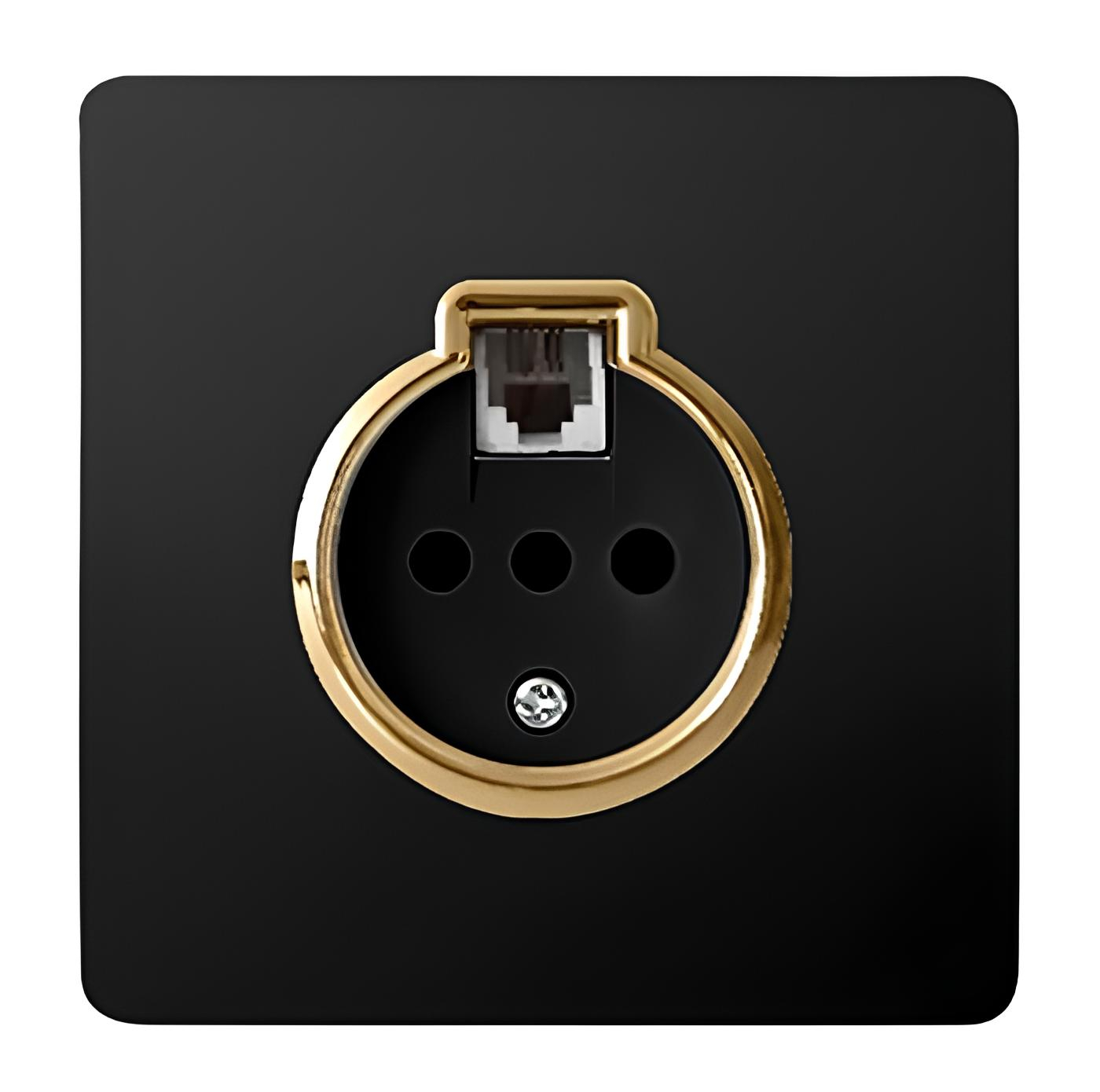 پریز تلفن صنایع آسیا الکتریک مدل کریستال BLK-GLD