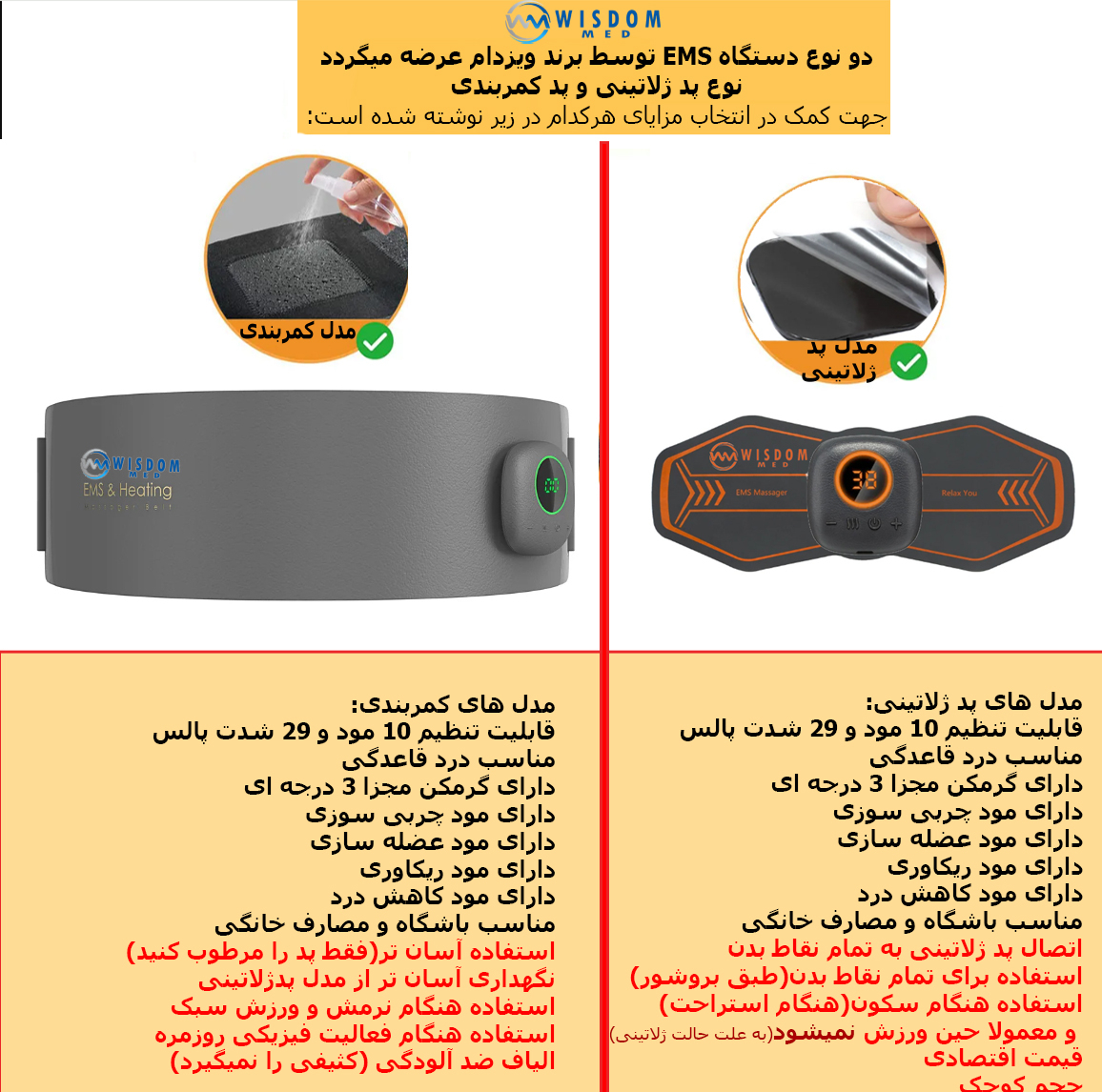 ست لاغری ویزدام مد مدل full body EMS heating بسته 2 عددی