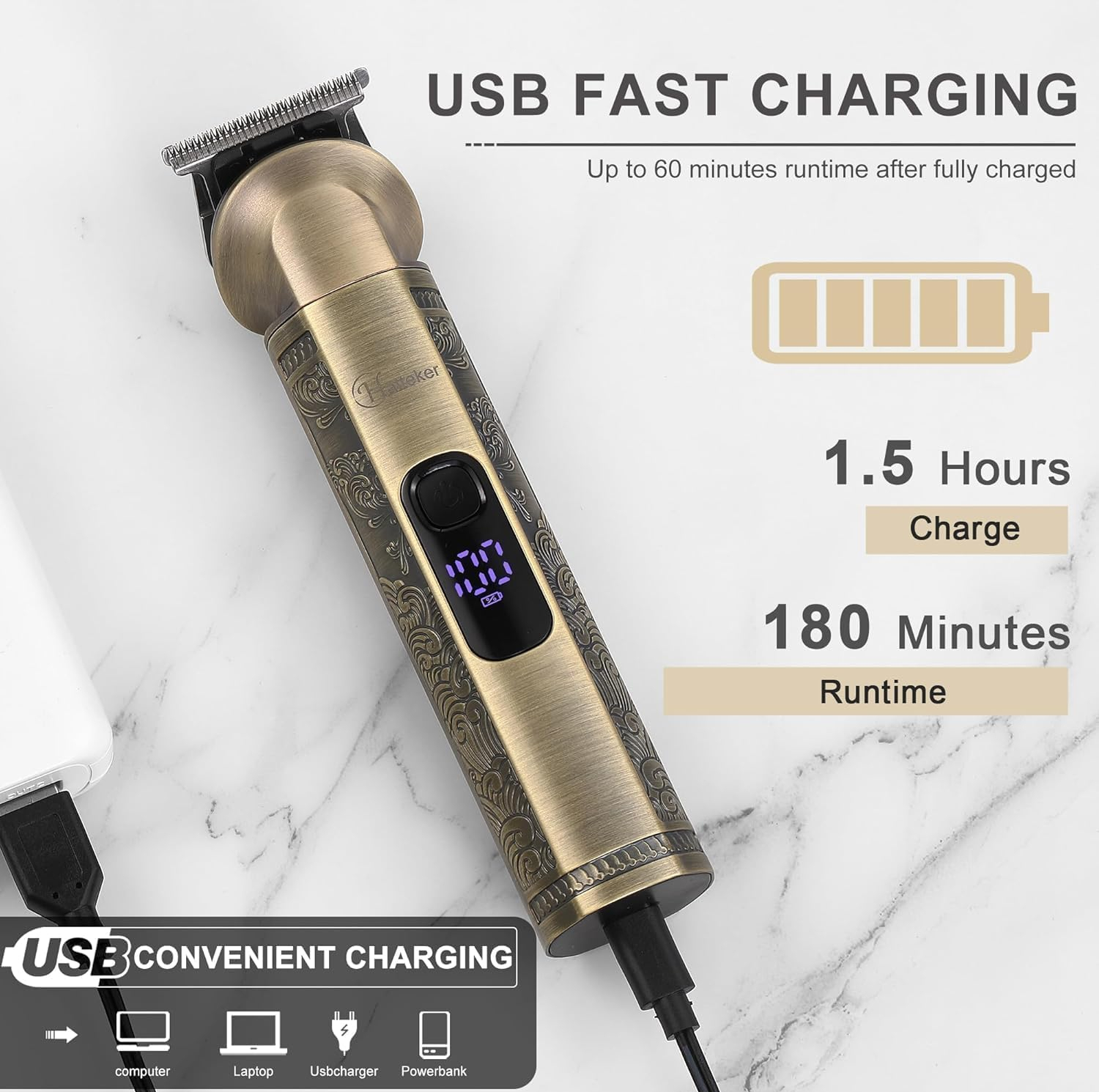ماشین اصلاح موی سر و صورت شارژی هاتکر مدل ht-609