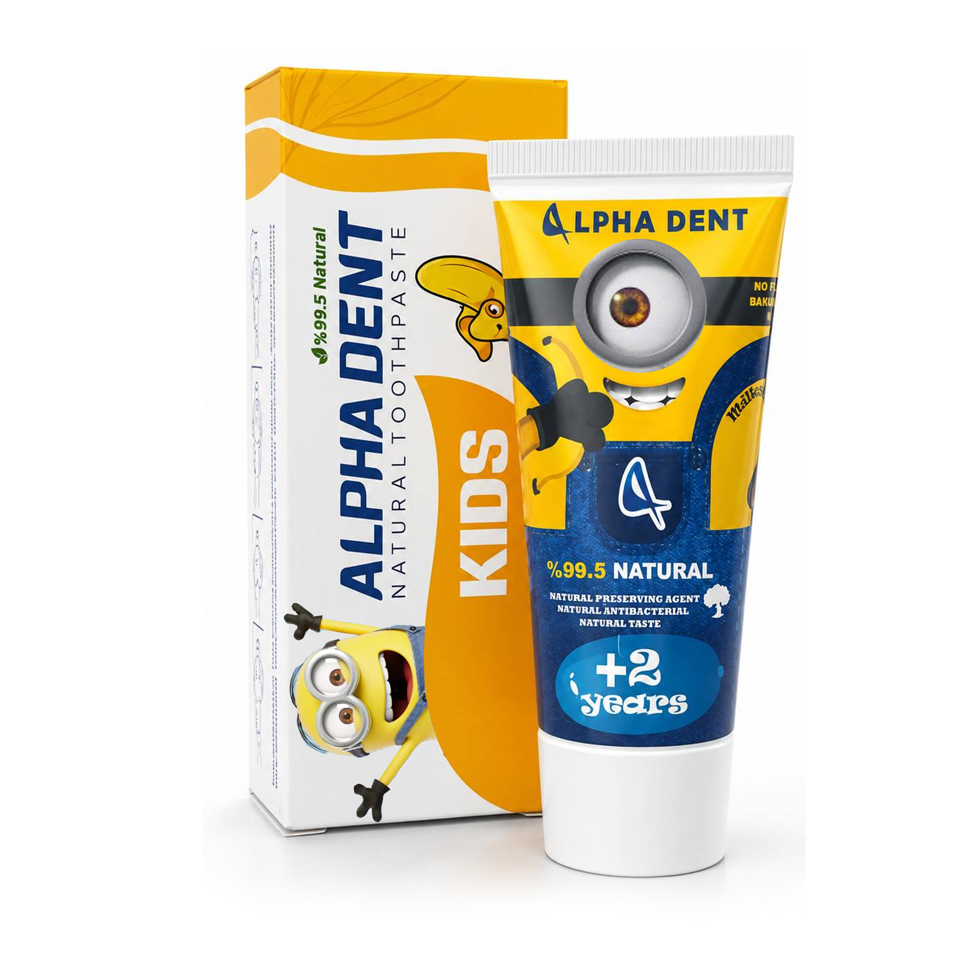 خمیردندان کودک آلفادنت مدل T-B-MINIONS6 حجم 70 میلی‌لیتر مجموعه 6 عددی