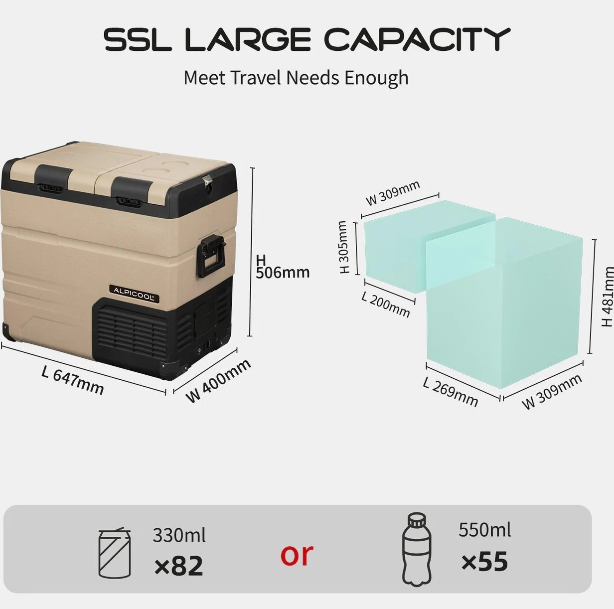 یخچال فریزر خودرو الپیکول مدل TA-55 ظرفیت 55.3 لیتر