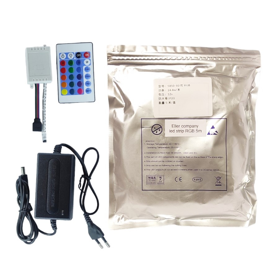 ریسه ال ای دی مدل پکیج گیمینگ 16 رنگ کد RGB 12v طول 5 متر