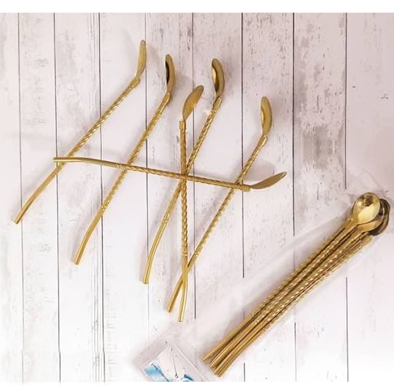 قاشق شربت خوری مدل Straw spoon بسته 6 عددی به همراه فرچه