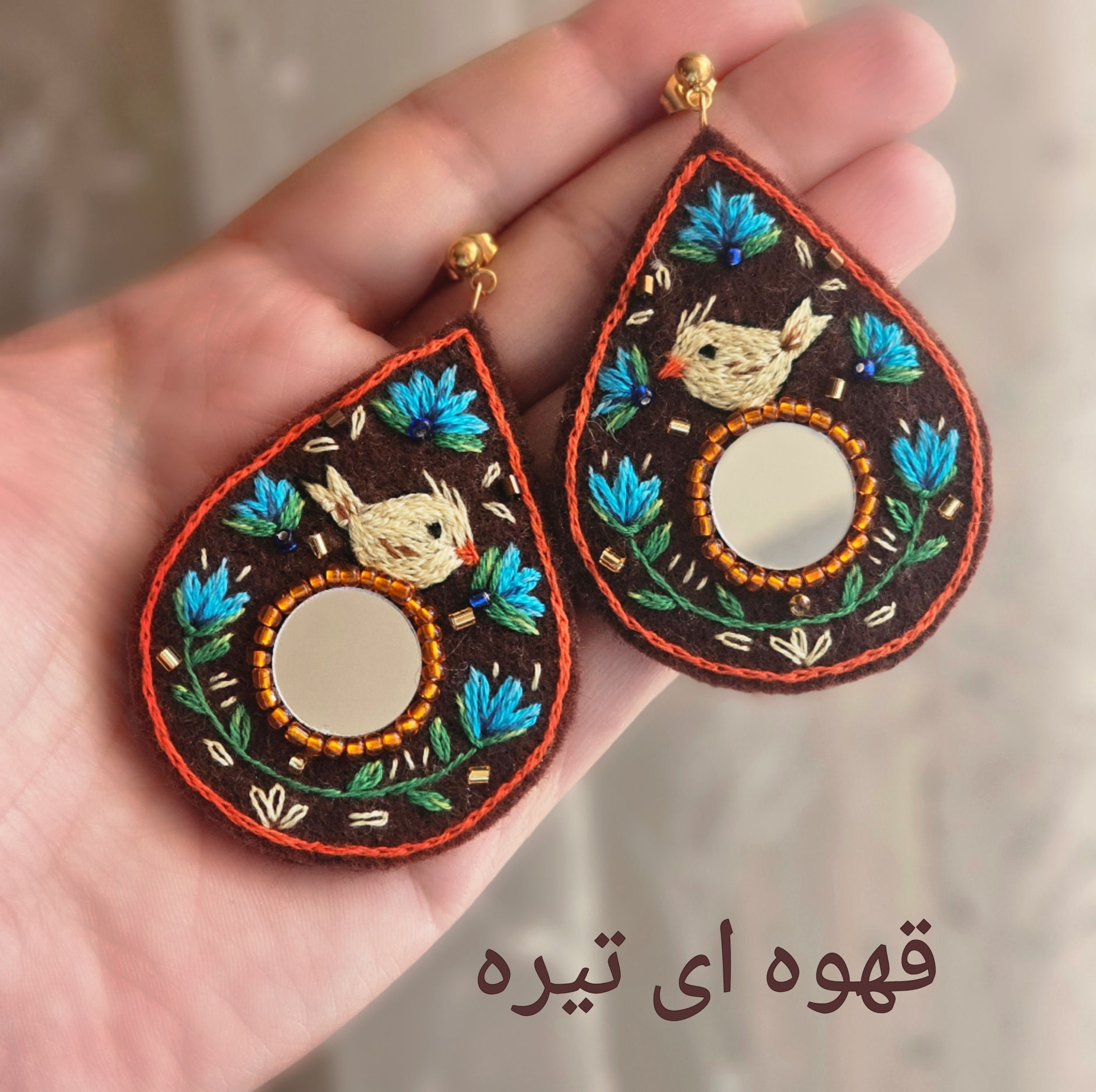گوشواره دست ساز زنانه مدل مرغ آمین