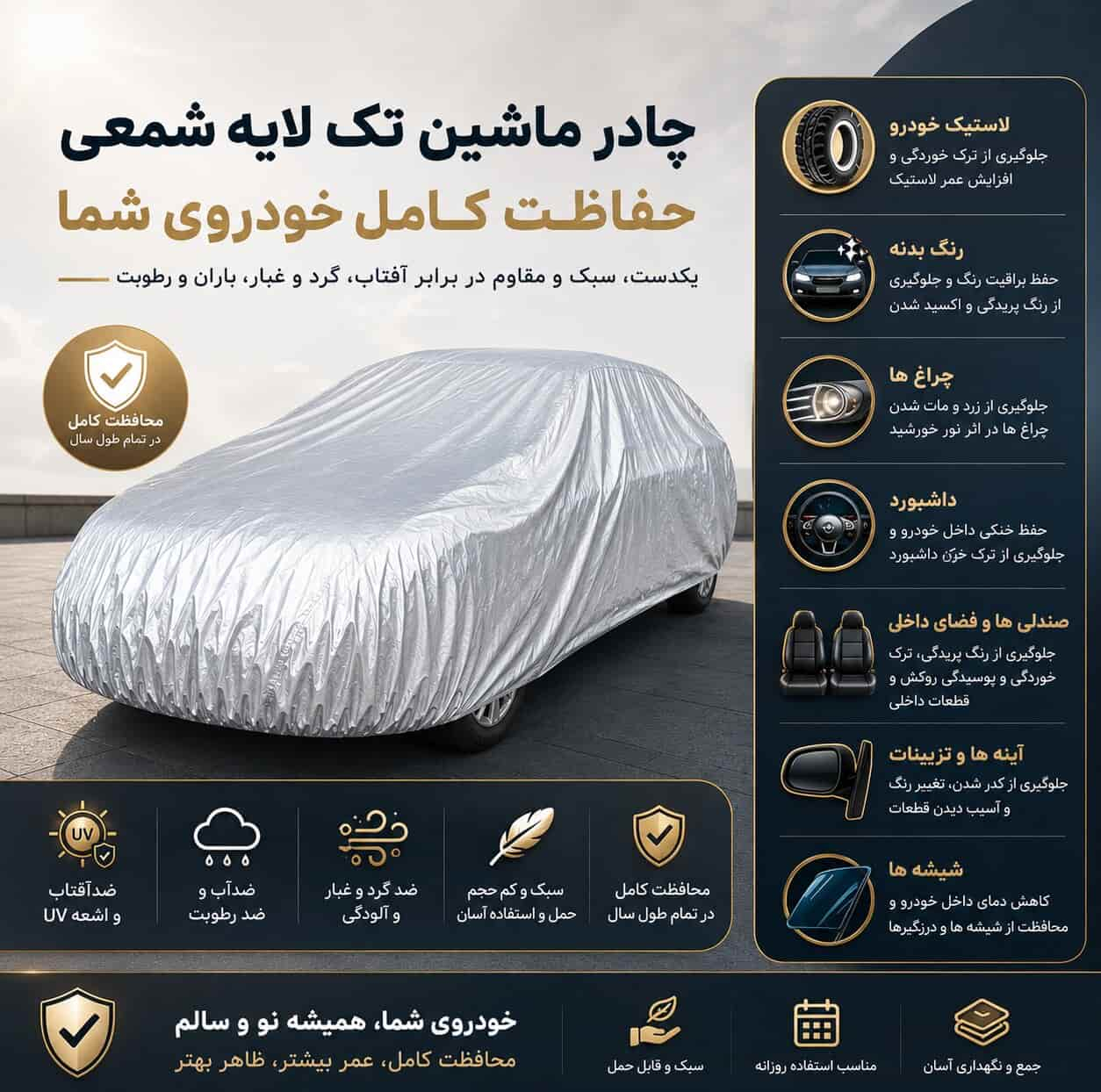 چادر خودرو مدل ضدآب و آفتاب کد Oxford سایز ( L ) مناسب برای تانک 500 HEV
