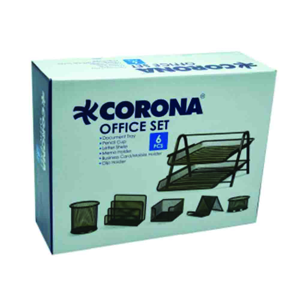 ست لوازم اداری رومیزی کرونا مدل C-01 کد 150304 بسته 6 عددی