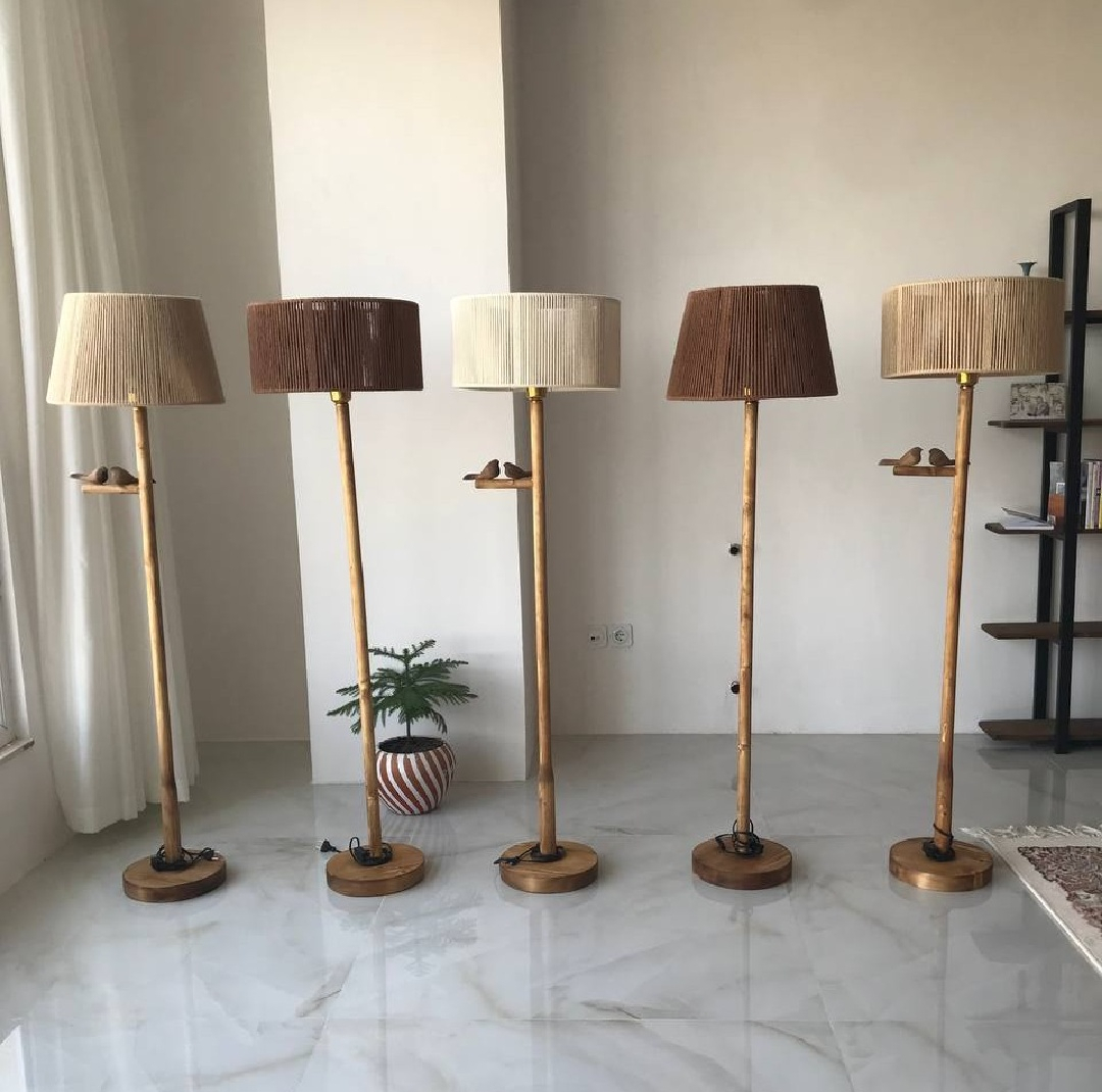 آباژور مدل ایستاده چوبی دست‌ساز مکرومه بوهونست کد TO-M