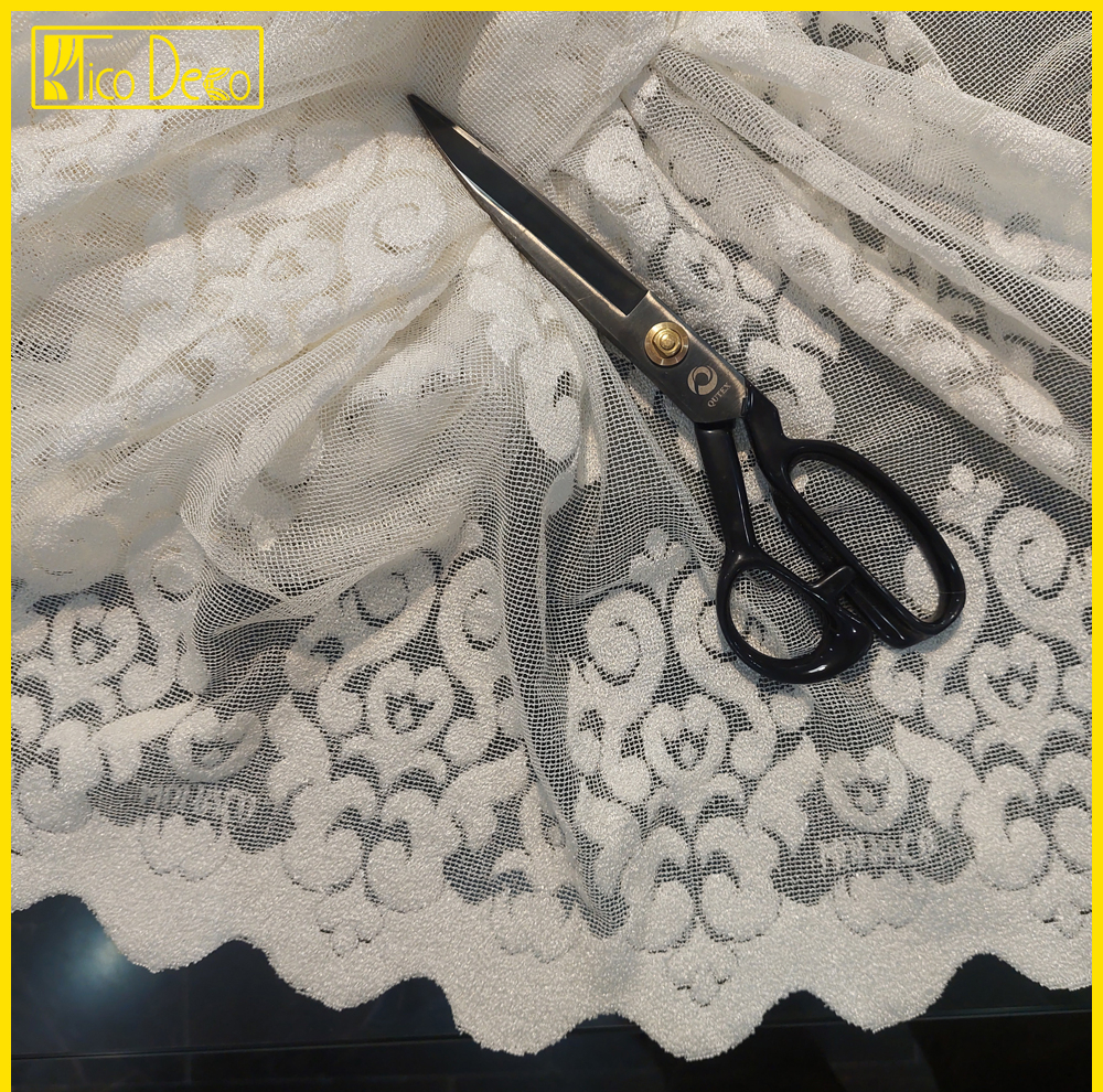 پرده پانچ تیکو دکو مدل تور راشل کادکا طرح ورسای دالبوردار  سایز 280 × 300 سانتی‌متر