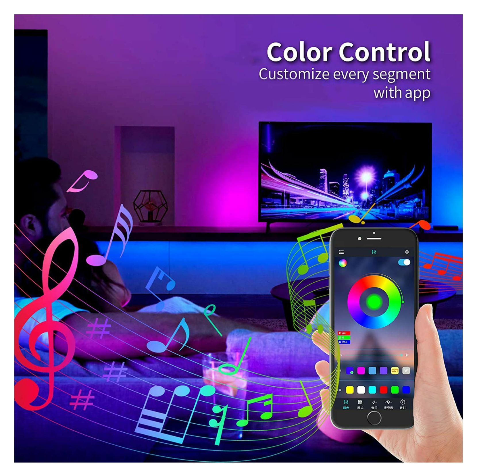 ریسه ال ای دی دریم لایت مدل musical app طول 5 متر