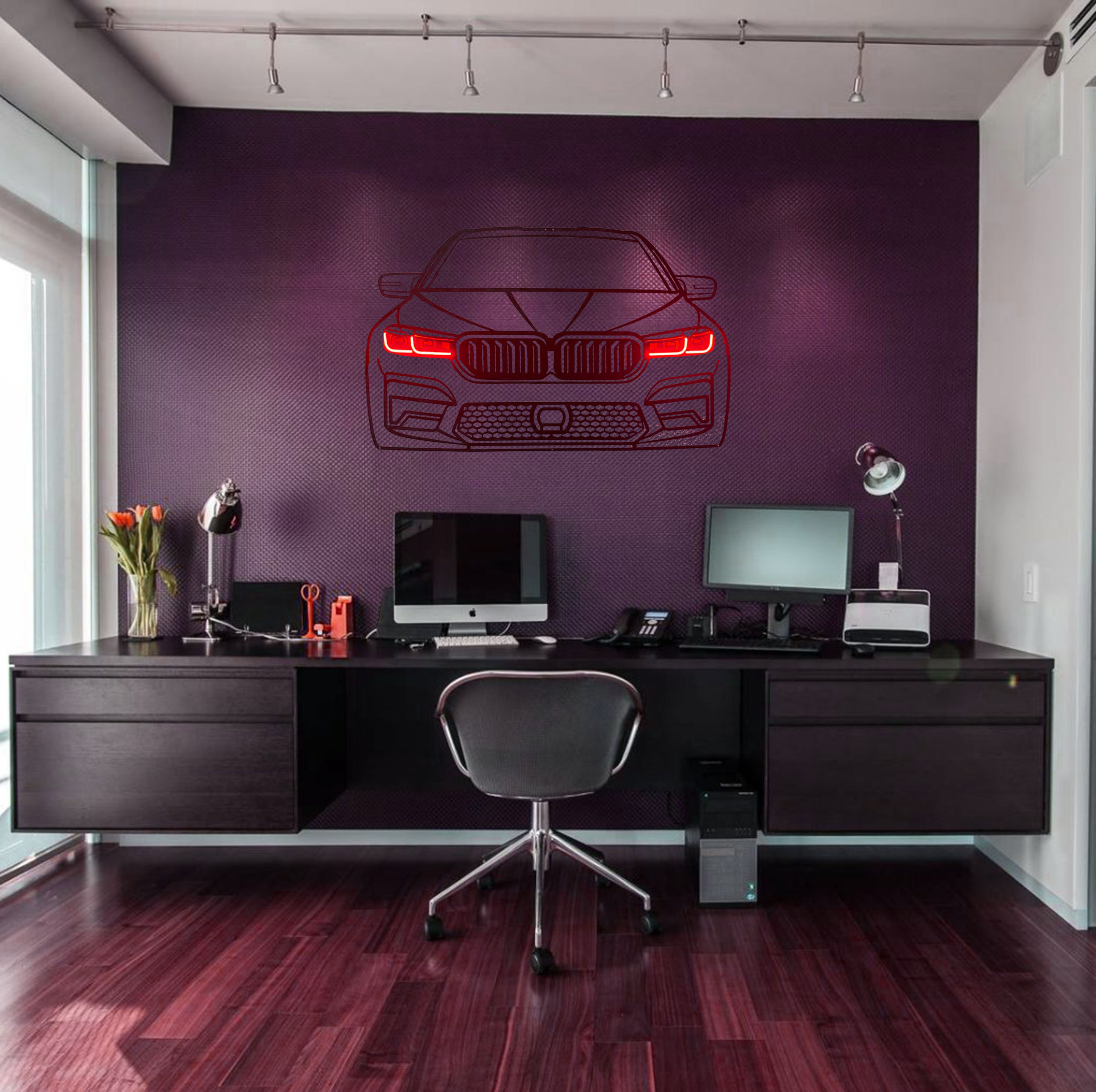 چراغ دیواری نئونی طرح ماشین bmw