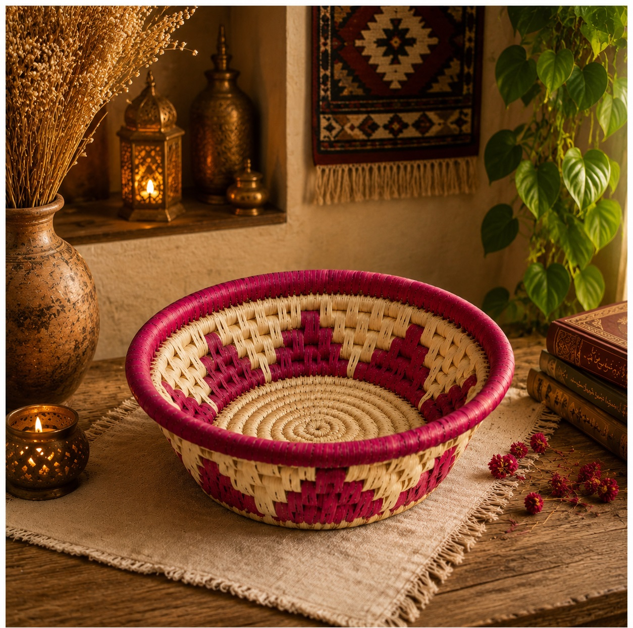 سبد حصیر بافی مدل گرد R1020