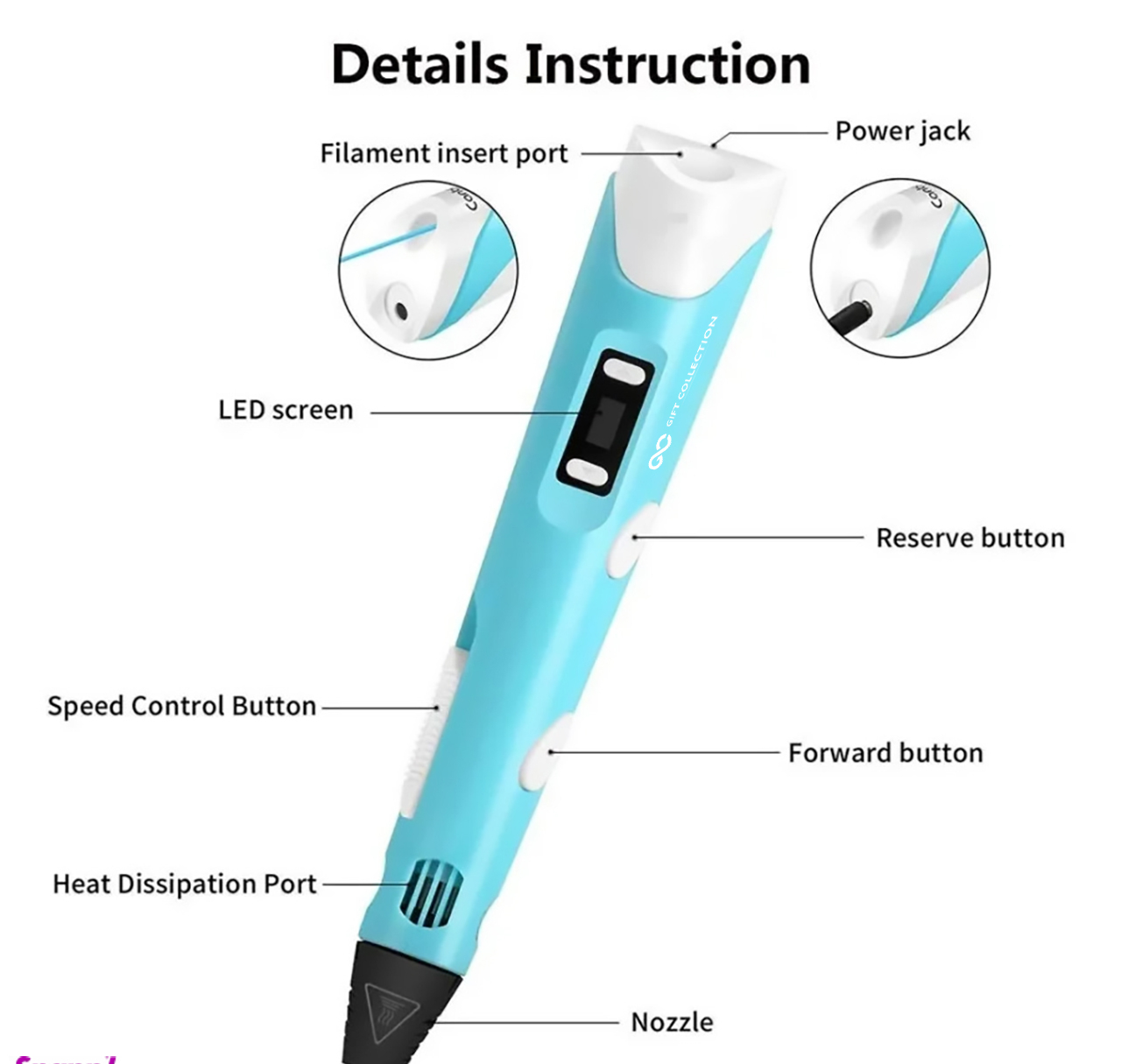 قلم طراحی سه بعدی گیفت کالکشن مدل GC 3D Pen