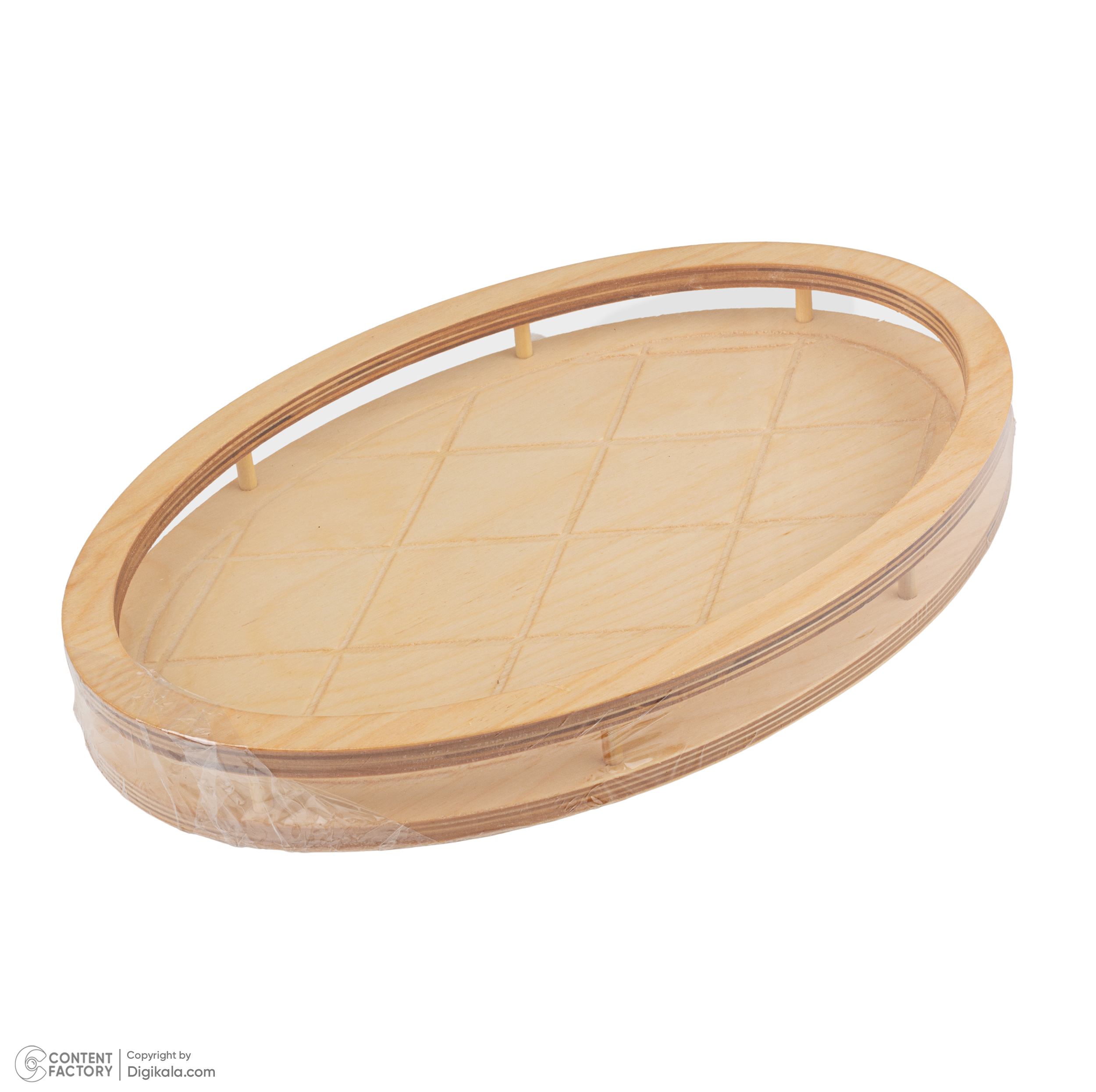 سینی بدون دسته مدل بیضی طرح سبد سایز 36x24 سانتی متر