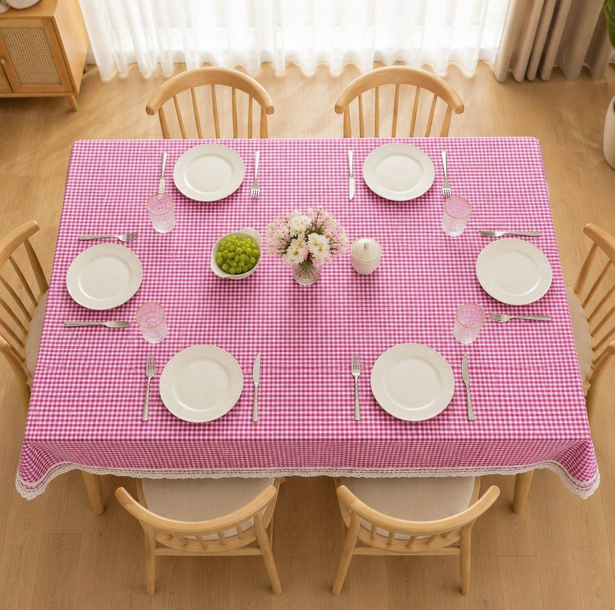 رومیزی مدل چهار خانه طرح آزاد سرا  سایز 150x100 سانتی‌متر