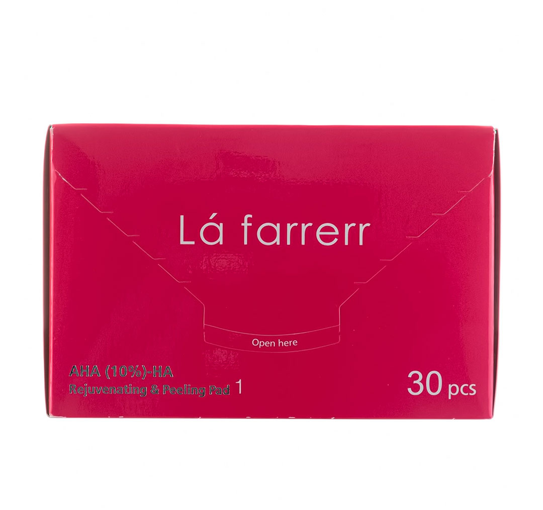پد جوان کننده و لایه بردار پوست لافارر مدل شماره 1 حاوی AHA10% و هیالورونیک اسید بسته 30 عددی