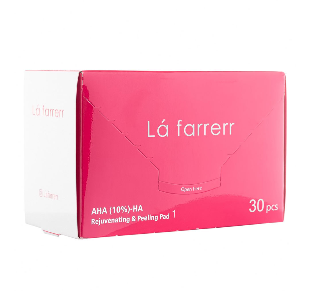 پد جوان کننده و لایه بردار پوست لافارر مدل شماره 1 حاوی AHA10% و هیالورونیک اسید بسته 30 عددی