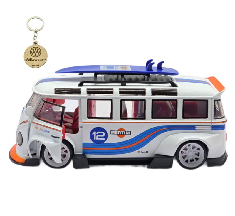 ماکت ماشین ناب سل مدل فولکس اسنوبرددار فانتزی T1 سافاری همراه با جاسوییچی Snowboarder Volkswagen NAAB001
