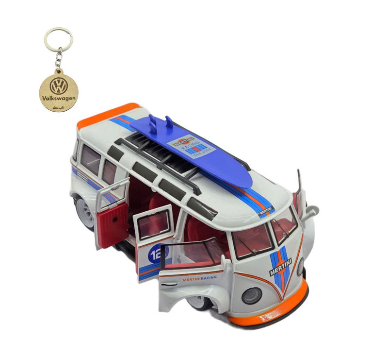 ماکت ماشین ناب سل مدل فولکس اسنوبرددار فانتزی T1 سافاری همراه با جاسوییچی Snowboarder Volkswagen NAAB001