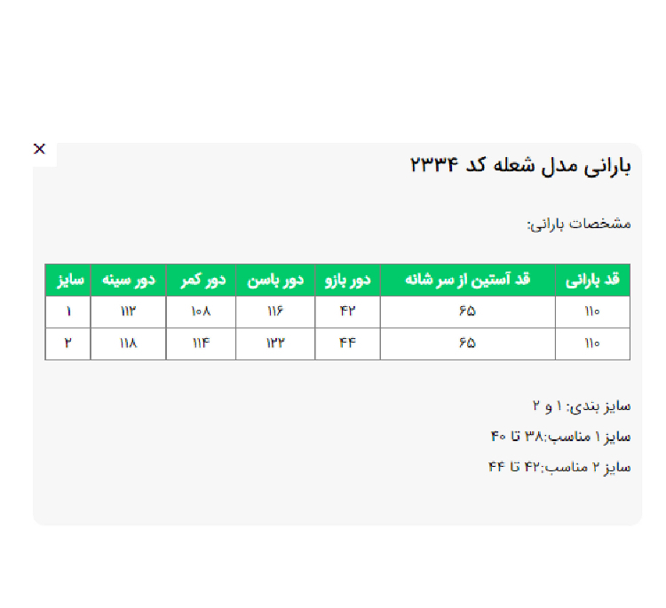 بارانی زنانه السانا مدل شعله کد 233479