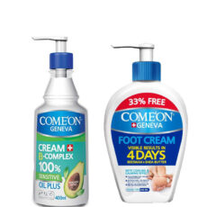 کرم مرطوب کننده کامان مدل Oil PLUS BCOMPLEX حجم 400 میلی‌لیتر به همراه کرم ترک پا حجم 300 میلی‌لیتر