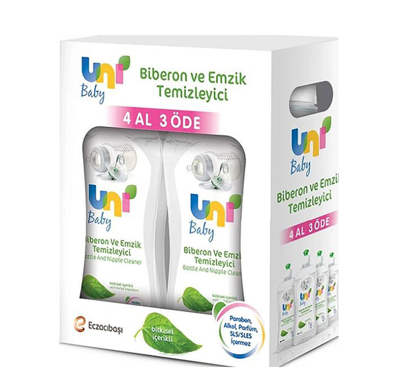 شوینده شیشه شیر کودک یونی مدل U2008429.4 حجم 500 میلی لیتر بسته 4 عددی