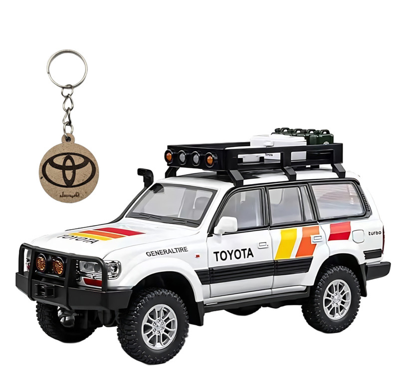 ماکت ماشین ناب سل مدل تویوتا لندکروزر آفرود Toyota Land Cruiser LC80 کد W100 به همراه جاسوییچی