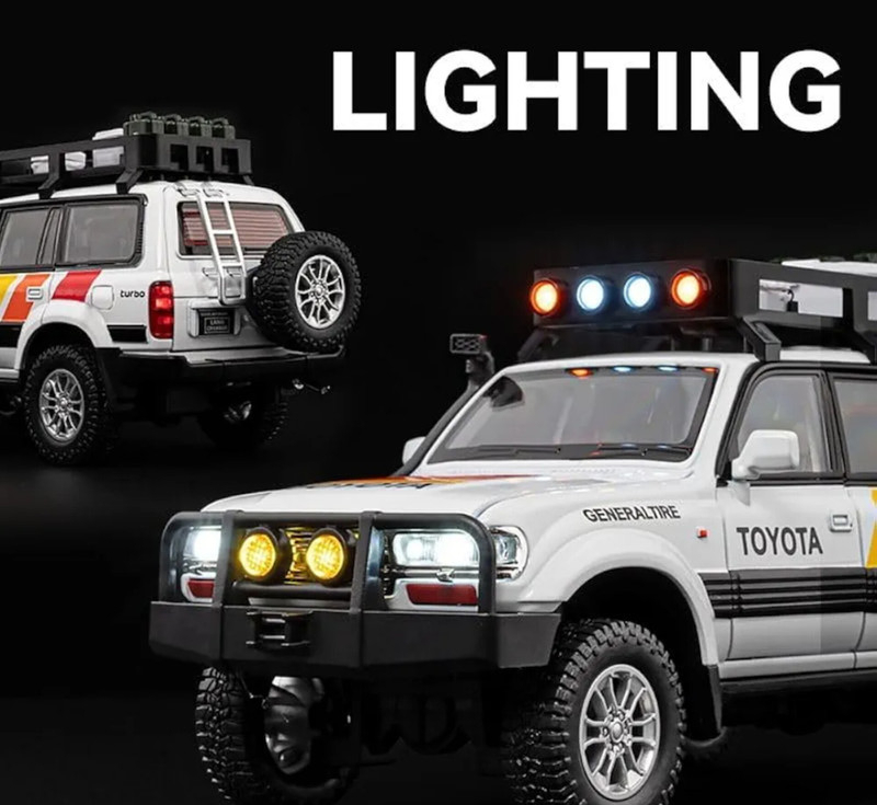 ماکت ماشین ناب سل مدل تویوتا لندکروزر آفرود Toyota Land Cruiser LC80 کد W100 به همراه جاسوییچی